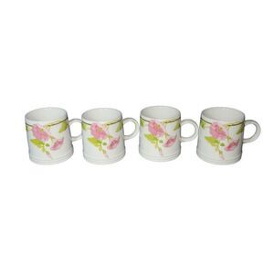 Charming Floral Ceramic Mug Set - Pink and Green